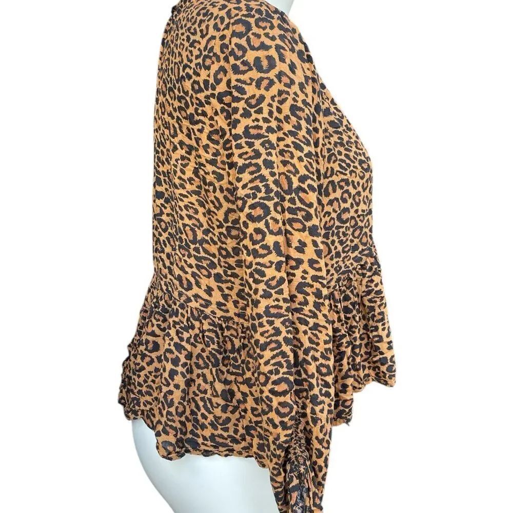 Time and Tru Leopard Print Ruffle Blouse - Picture 3 of 5